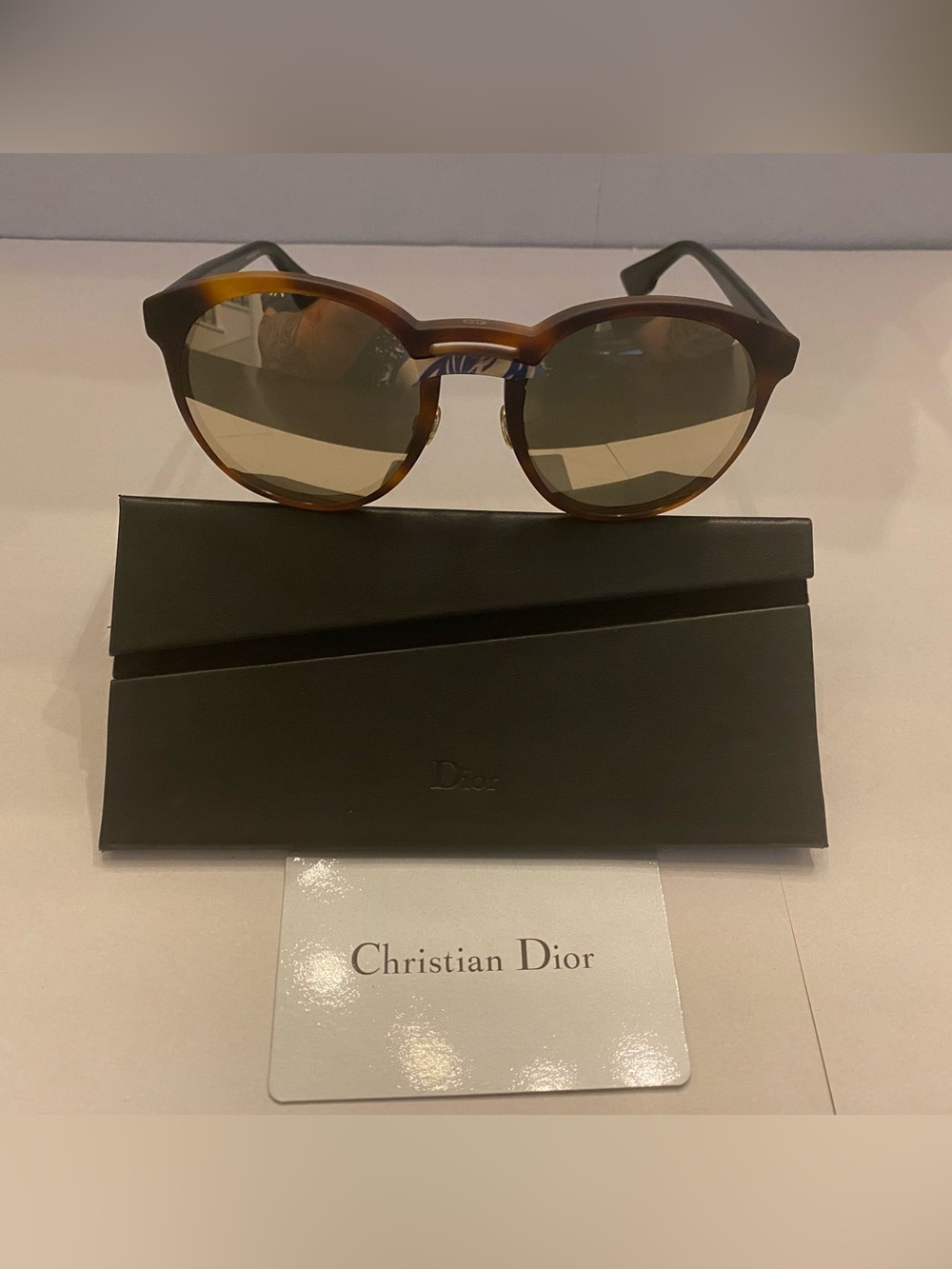 Dior Tortoiseshell Frame Sunglasses with Green Lenses
